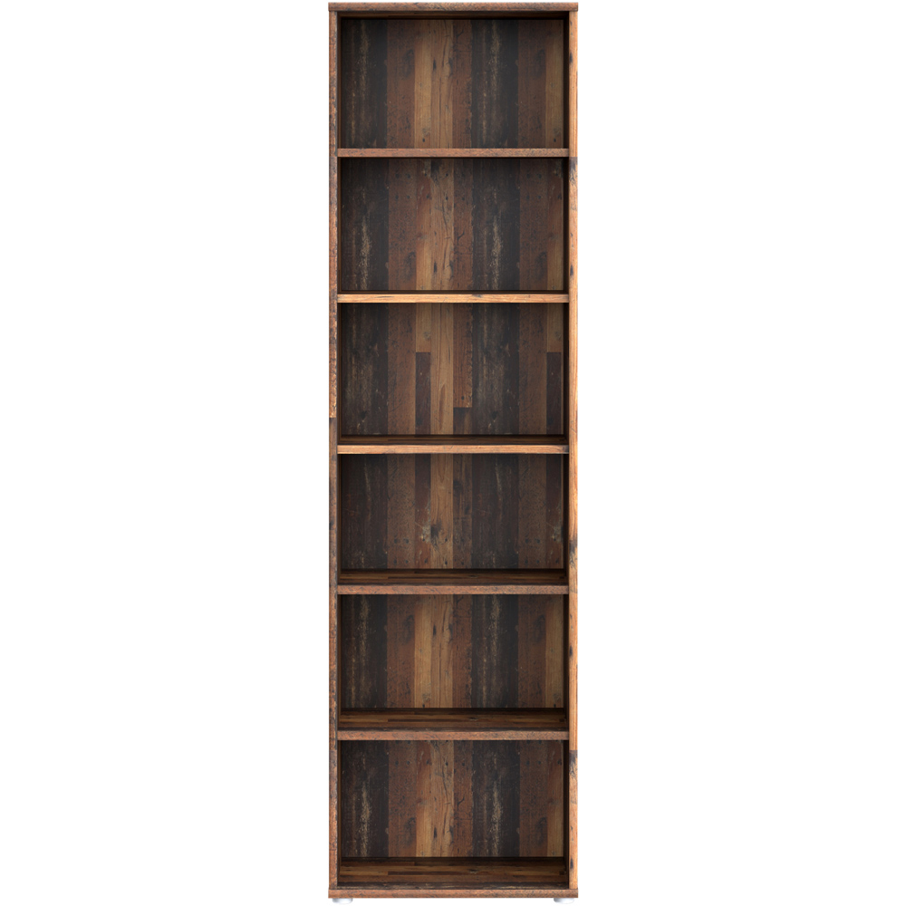 Florence Essential 5 Shelf Vintage Oak Narrow Bookcase Image 3