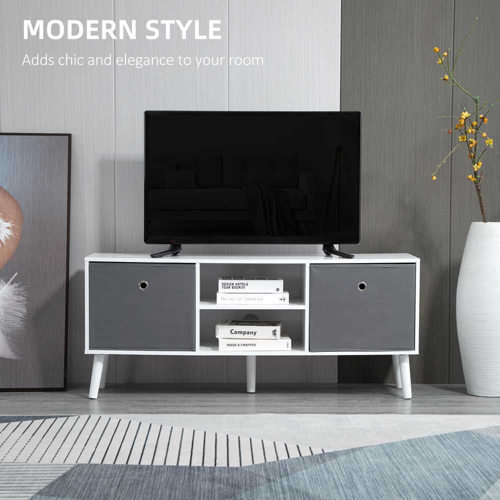 Portland 2 Foldable Drawer 2 Shelf White and Grey TV Cabinet Image 4