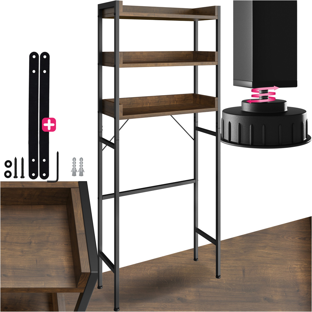 tectake Seattle 3 Shelf Dark Wood Shower Caddy Image 2