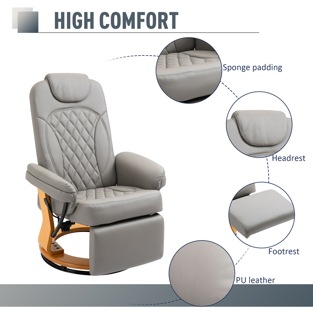 Portland Grey PU Leather Swivel Recliner Chair Image 6