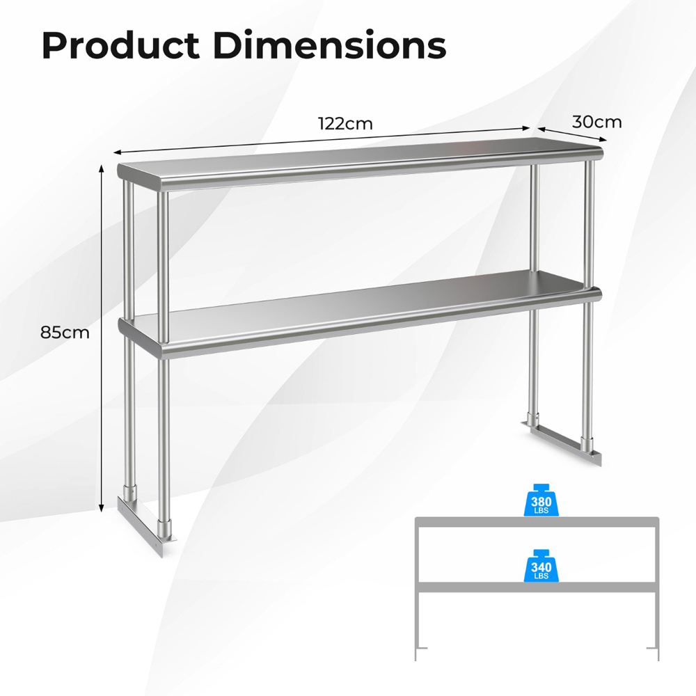 Costway 2 Shelf Adjustable Stainless Steel Overshelf Image 9