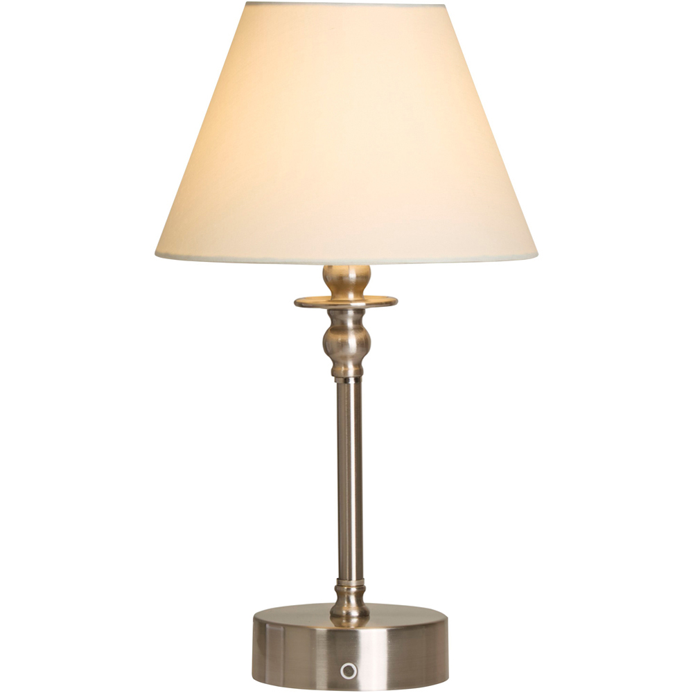 Lighting Collection Brushed Silver Rechargeable LED Table Lamp Image 3
