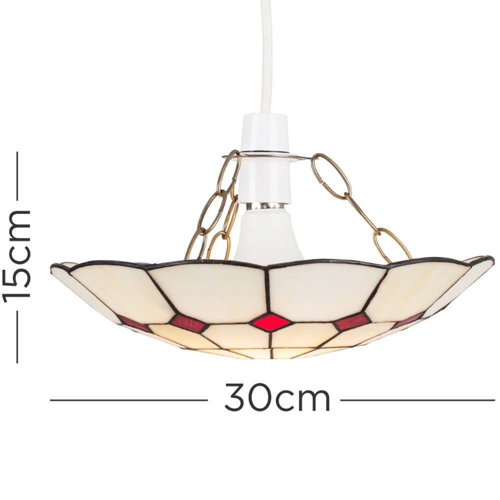 ValueLights Tiffany Style Traditional Red and Cream Pendant Light Shade Image 6