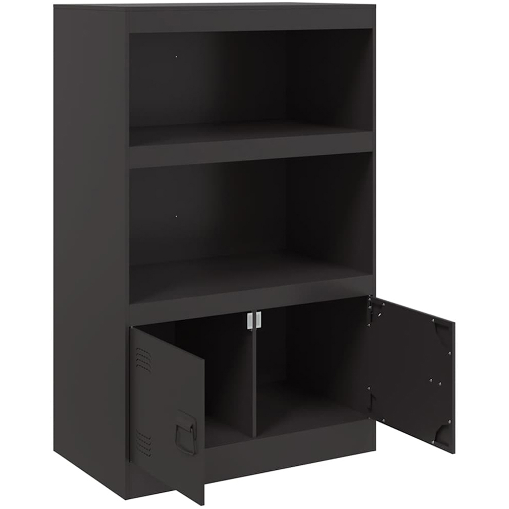 vidaXL 2 Door 2 Shelf Black Steel Sideboard Image 3
