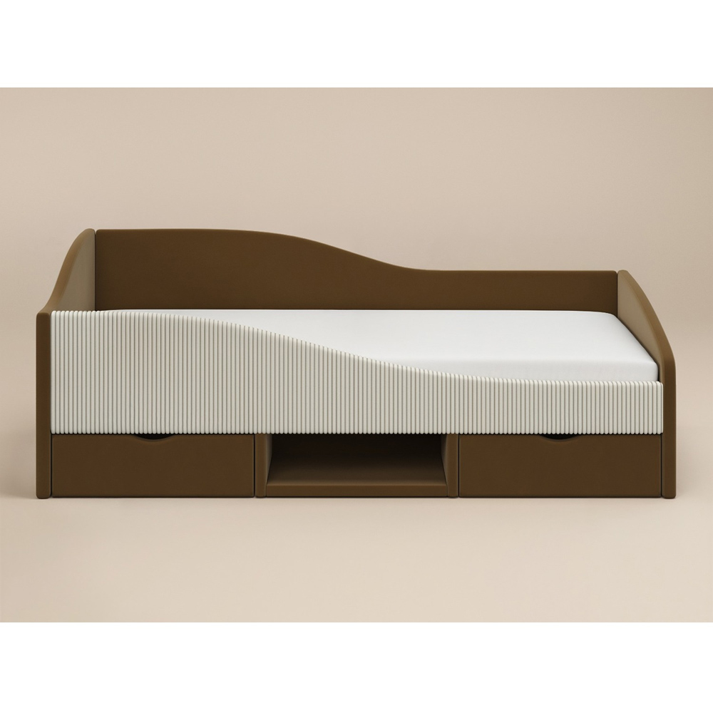 Flair Aubrey Brown Velvet Storage Low Sleeper Bed with Beige Cord Image 3