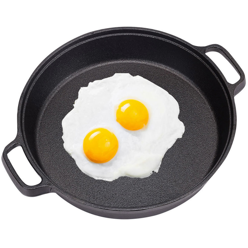 Living and Home Cast Iron Skillet with Double Handles Image 2