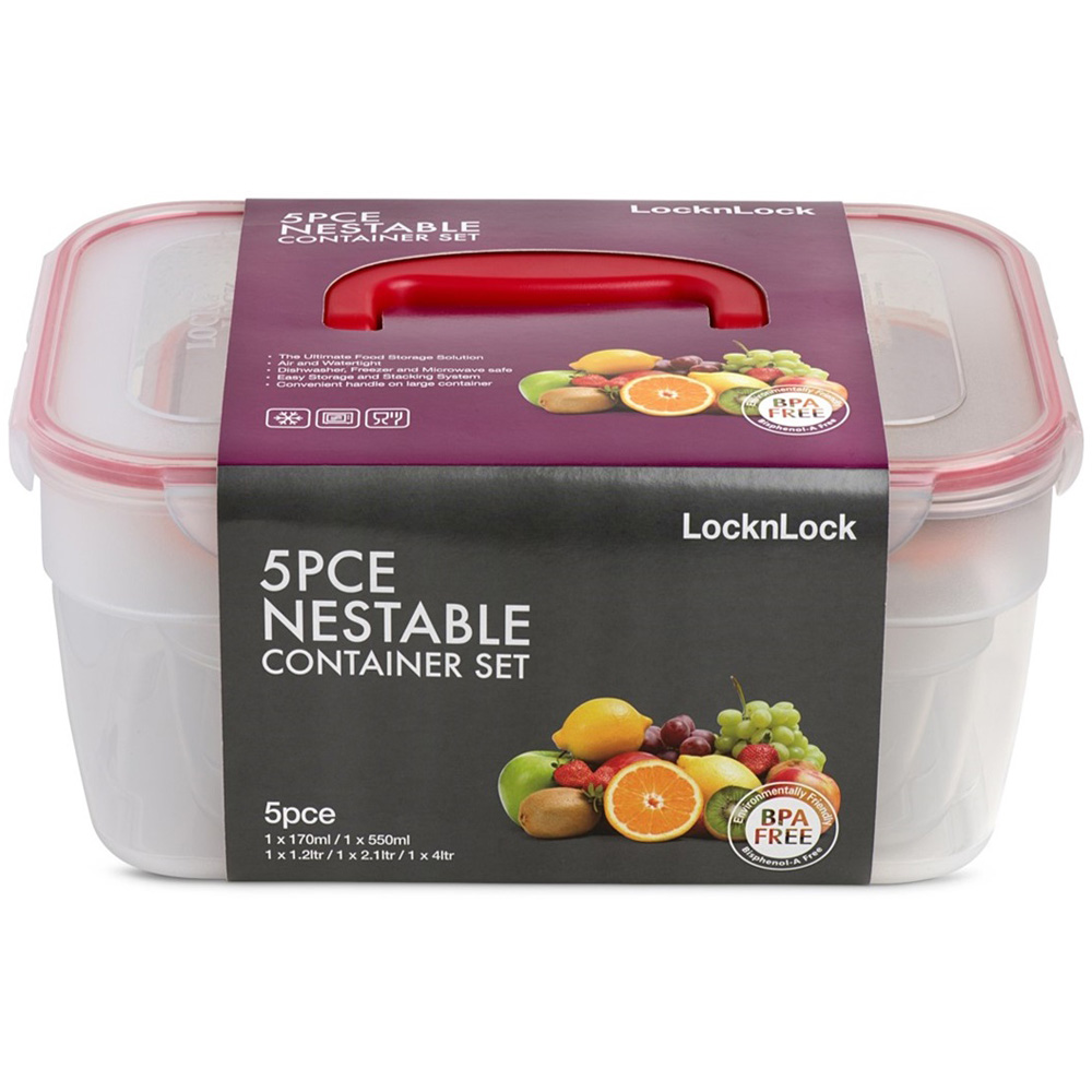 LocknLock 5 Piece Rectangular Nestable Container Set Image 5