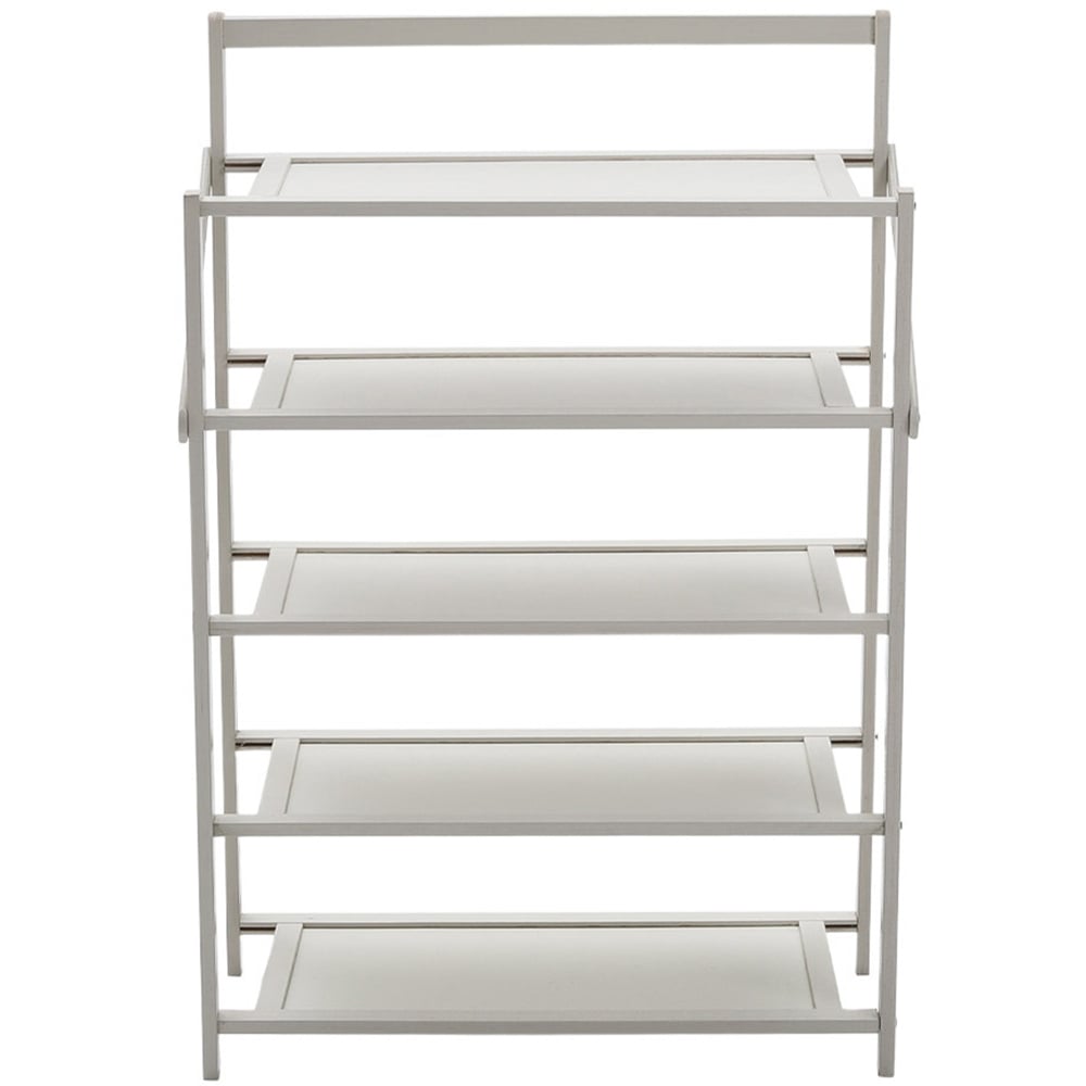 H&O Direct 5 Tier White Folding Shoe Rack Image 1