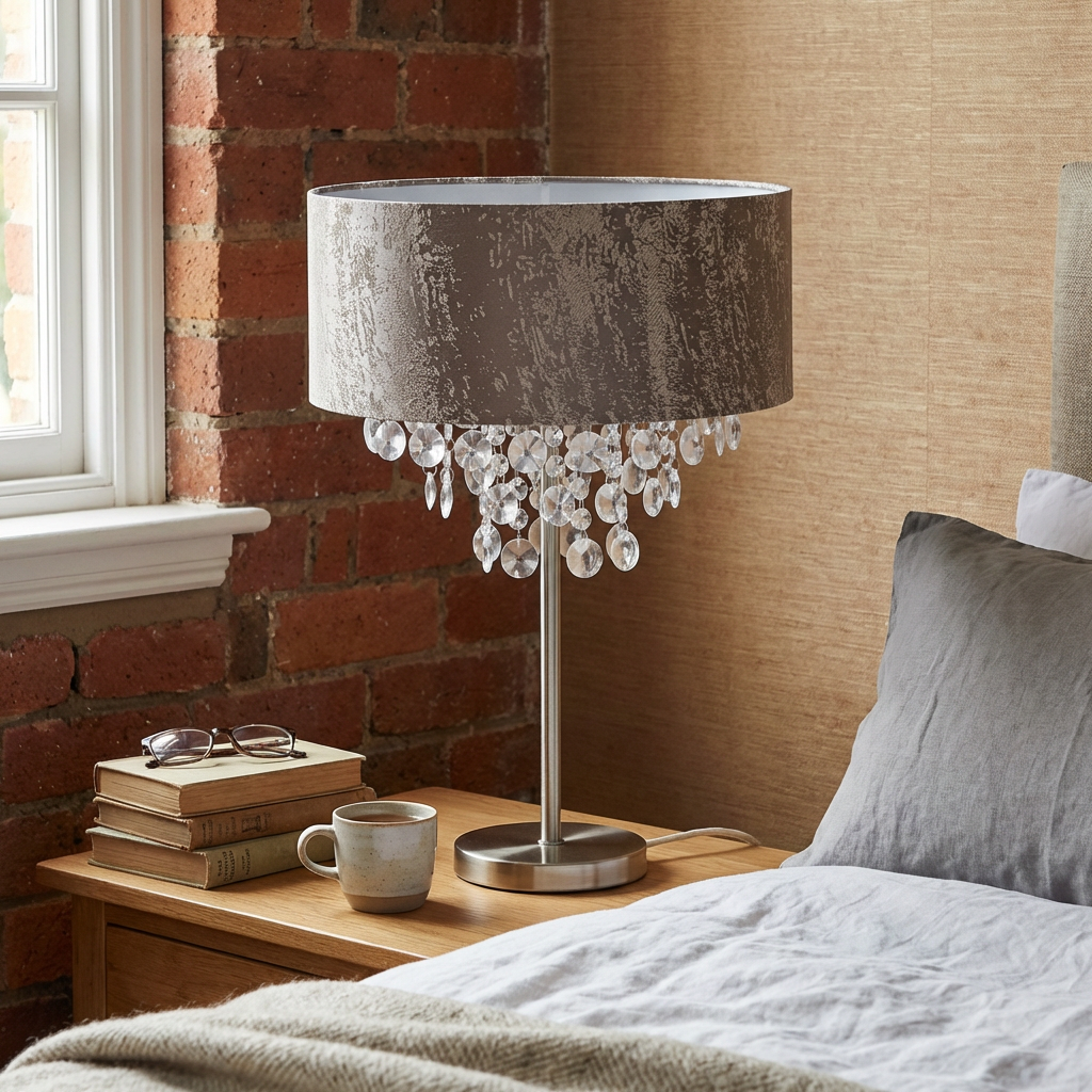 Grey Distressed Jewel Droplet Lamp Shade Image 5