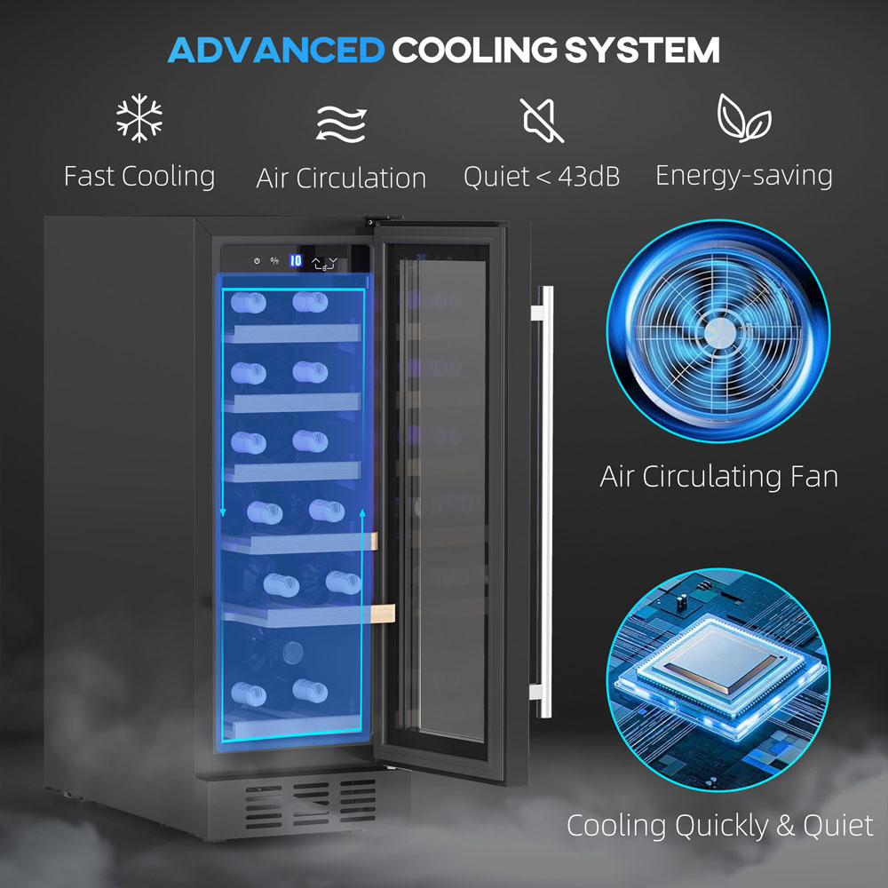 HOMCOM 800-243V70BK Black 19 Bottle Freestanding Wine Cooler Fridge Image 4