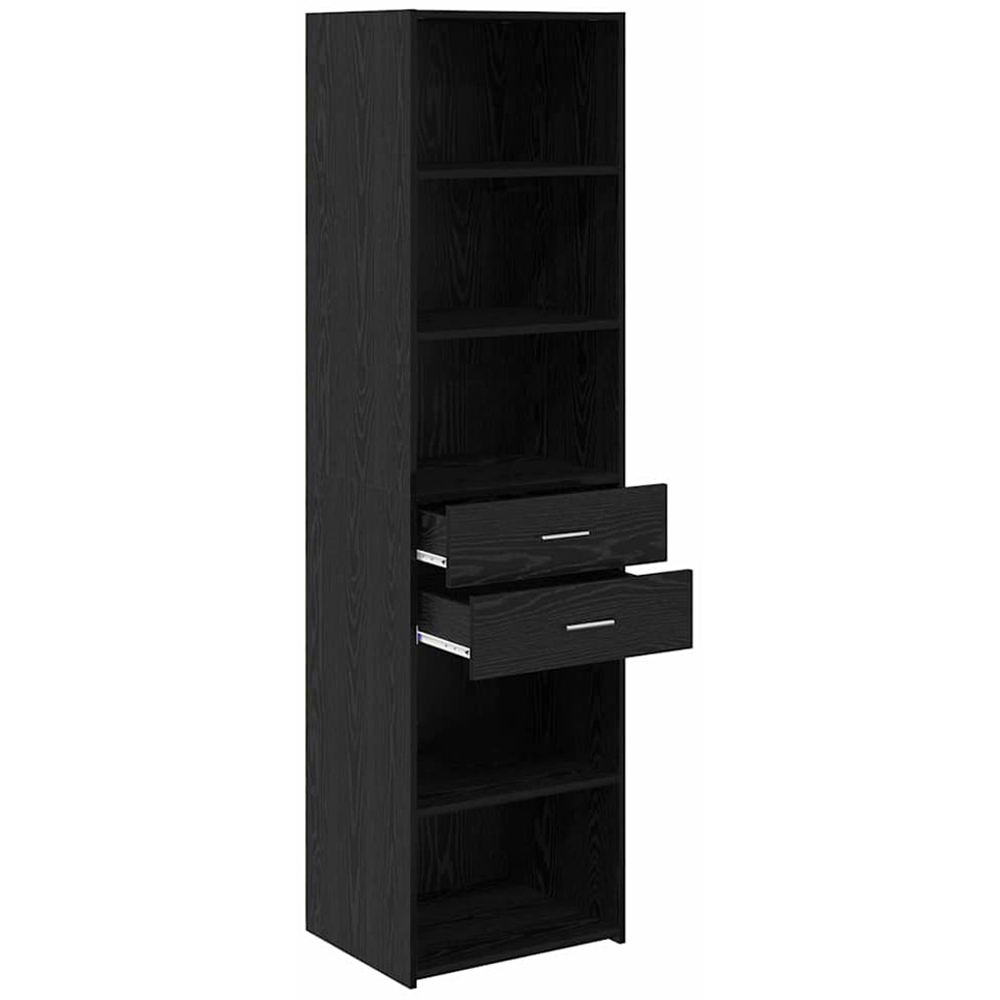 vidaXL 2 Drawer 5 Open Shelf Black Oak Highboard Image 5