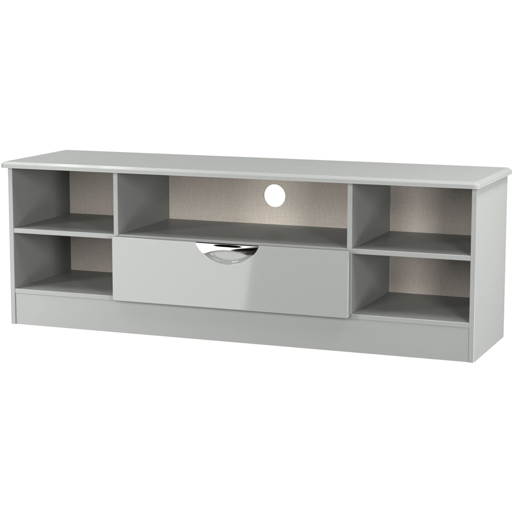 Crowndale Camden Single Door 5 Shelf Grey Gloss and Dusk Grey Wide TV Unit Ready Assembled Image 4