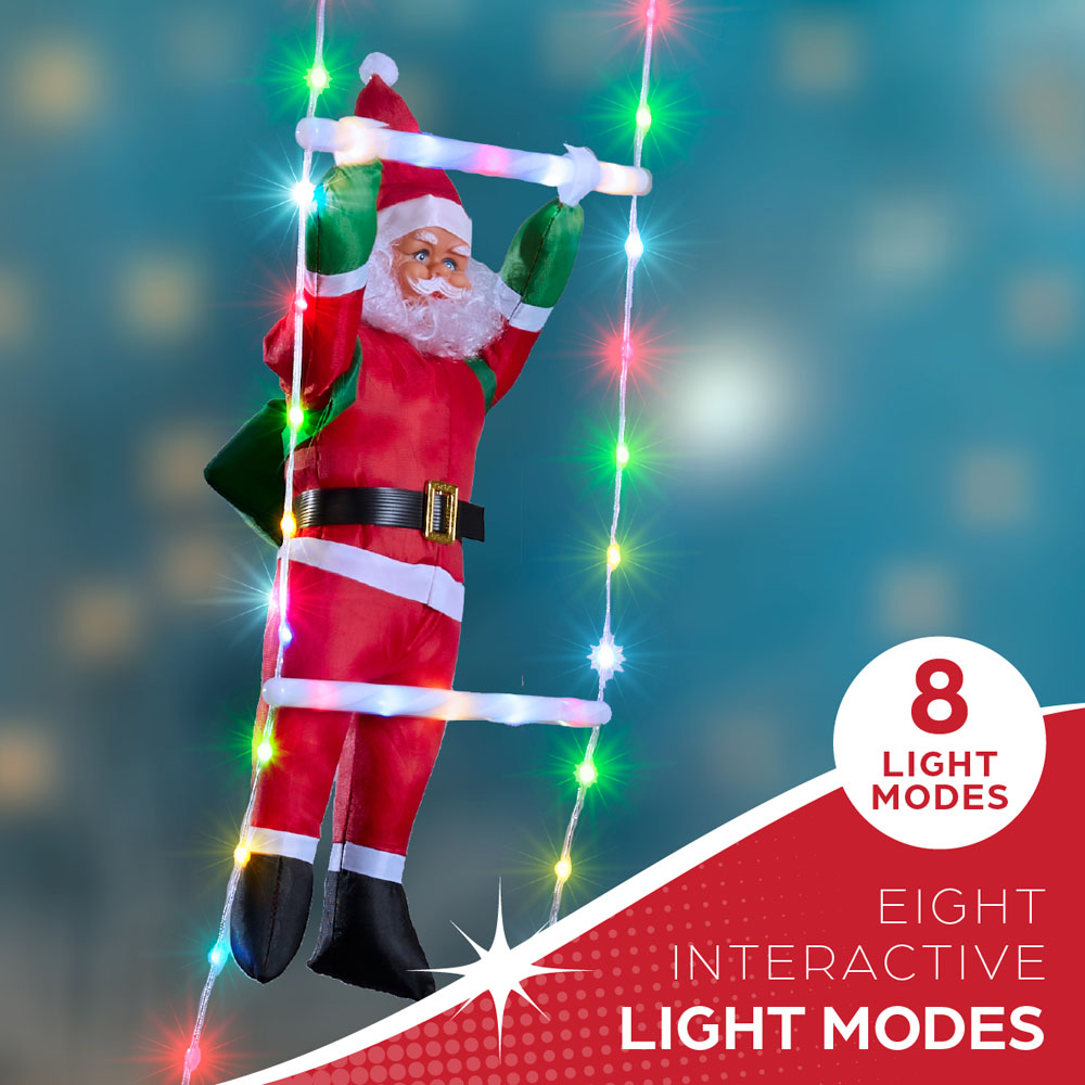 The Christmas Workshop 240 Multicolour LED Santa Climbing Ladder Decoration 9.8ft Image 4