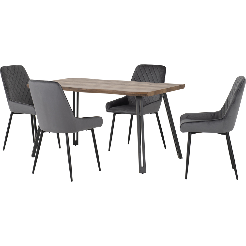 Seconique Quebec Wave Avery 4 Seater Dining Set Medium Oak and Grey Image 2