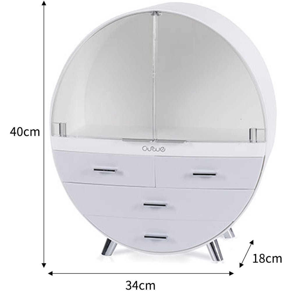 H&O Direct 4 Drawer Round Dustproof Cosmetics Organiser Image 4