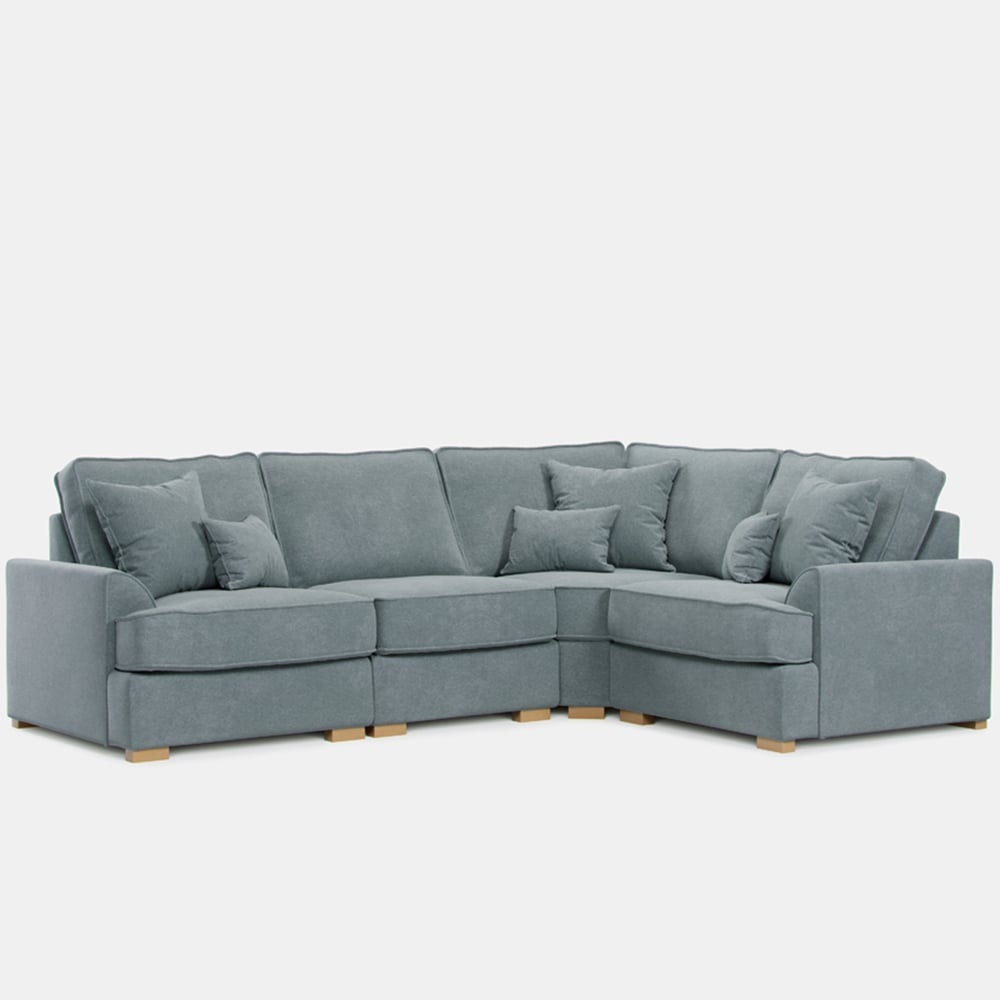 Alba City 5 Seater Fine Blue Fabric Left Hand Corner Sofa Image 2