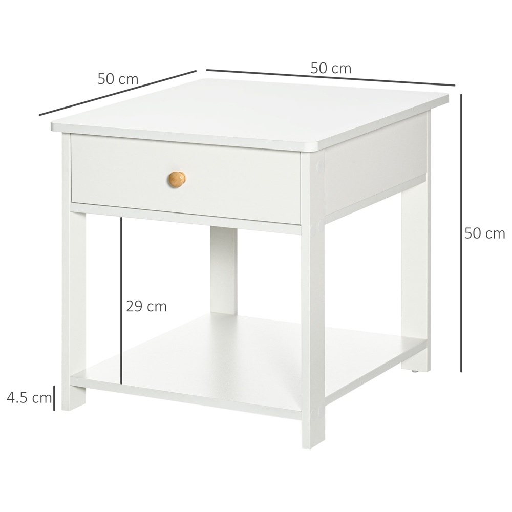 Portland Single Drawer and Bottom Shelf White Bedside Table Image 7