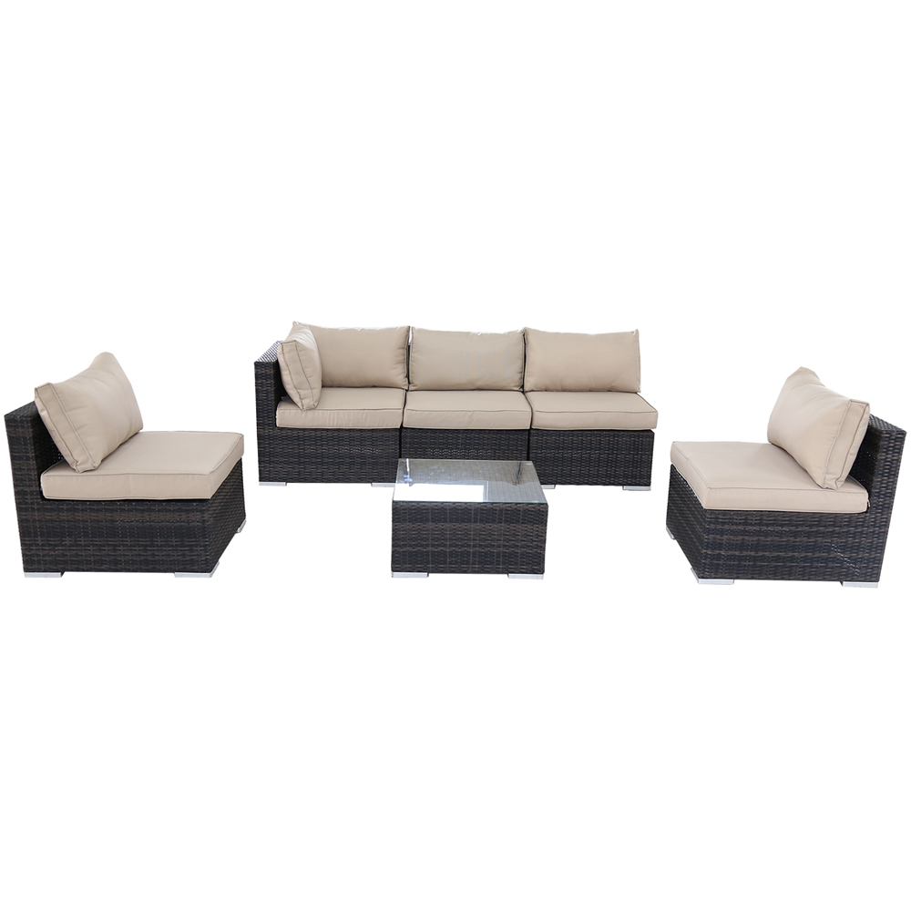 Furniture One 6 Seater Brown Garden Corner Sofa Set Image 6