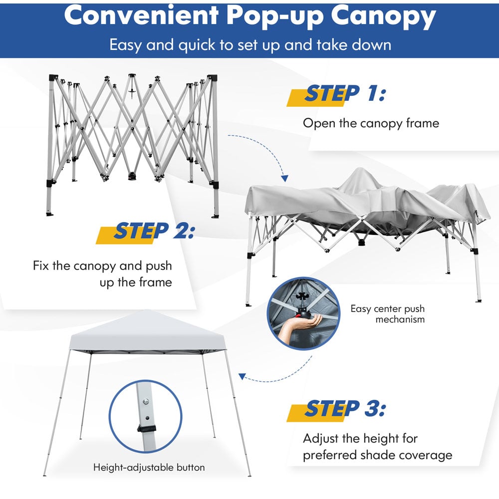 Costway 3 x 3m White Pop Up Gazebo Image 6