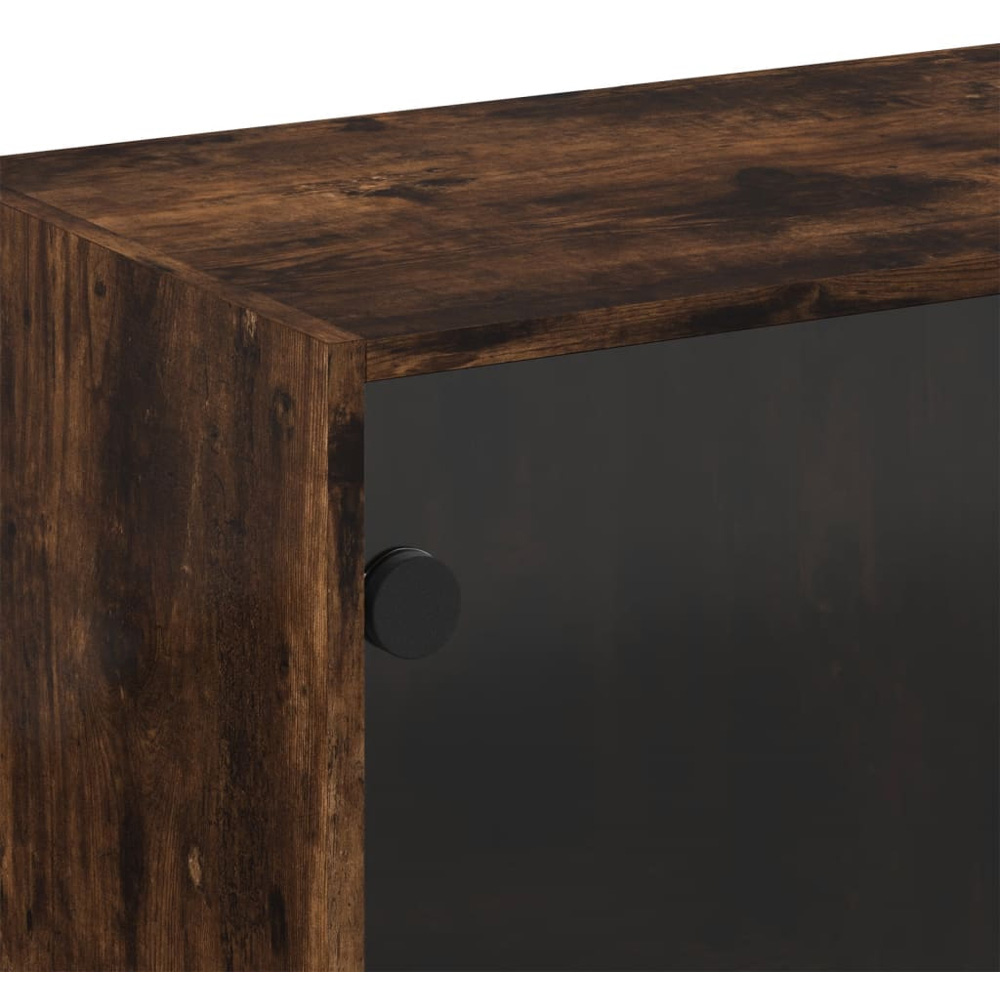 vidaXL 2 Door Smoked Oak Glass Wall Cabinet Image 9