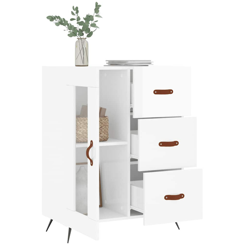 vidaXL Single Door 3 Drawer White Sideboard Image 4