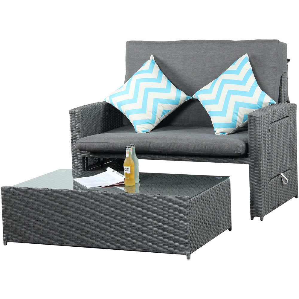 Outdoor Living Oasis 2 Seater Grey Sofa Daybed Set Image 3