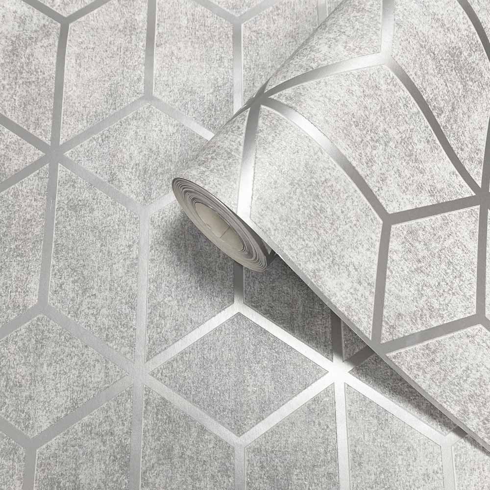 Muriva Axton Cube Grey Wallpaper Image 2