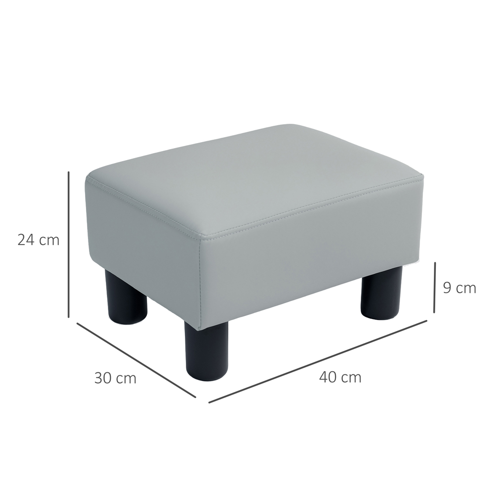 HOMCOM Grey Faux Leather Footstool Image 9