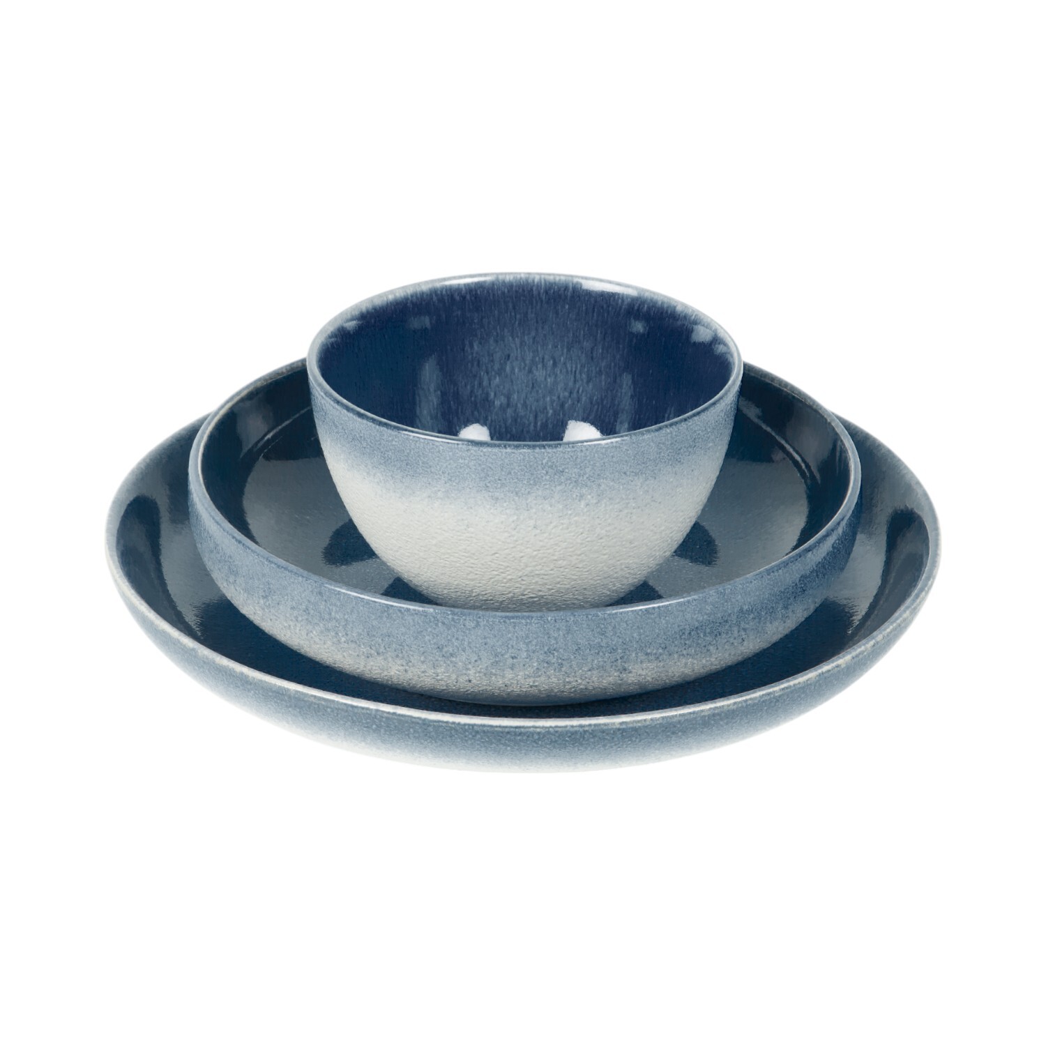 12 Piece Ombre Blue Textured Dinner Set Blue Image 5