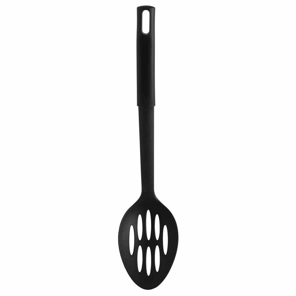 Wilko Plastic Black Slotted Spoon Image 1