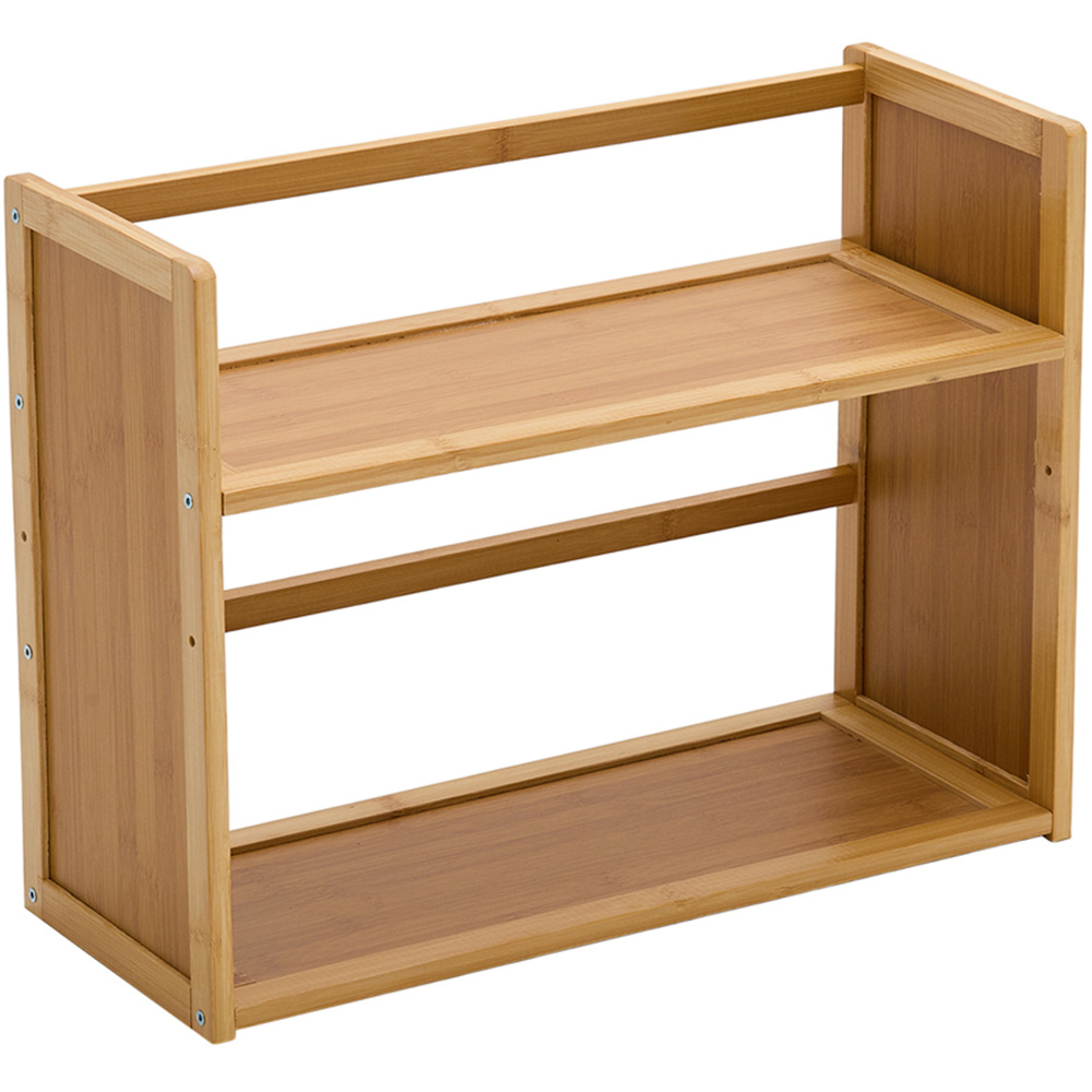 Living and Home 2 Shelf Natural Bamboo Desktop Bookshelf with Guardrail ...