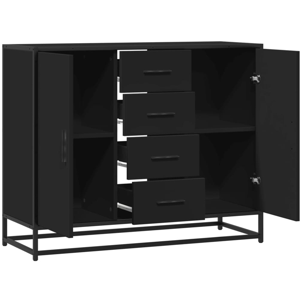vidaXL 2 Door 4 Drawer Black Metal Frame Wooden Sideboard Image 5