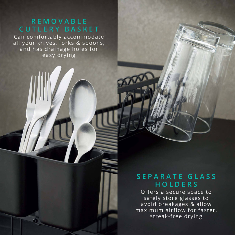 Swan Stealth 2-Tier Black 15 Plate Dish Rack Image 5