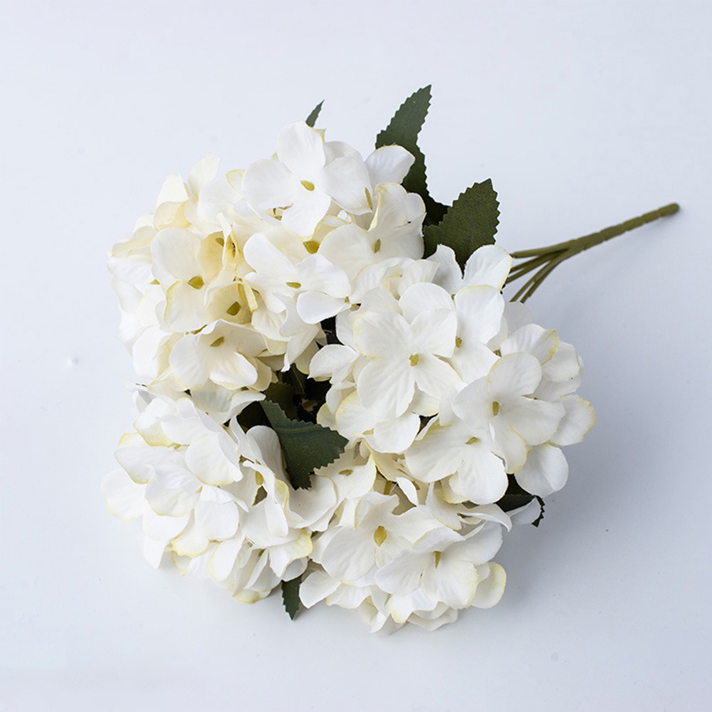 Living and Home White Silk Artificial Hydrangea Bouquet 35cm Image 2