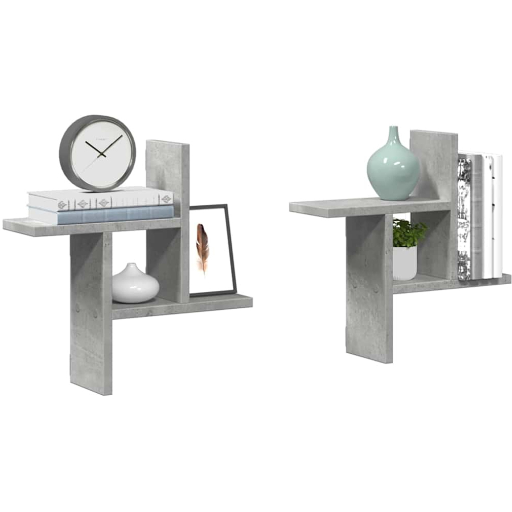 vidaXL 38 x 12 x 38cm Grey Wall Shelf Image 3