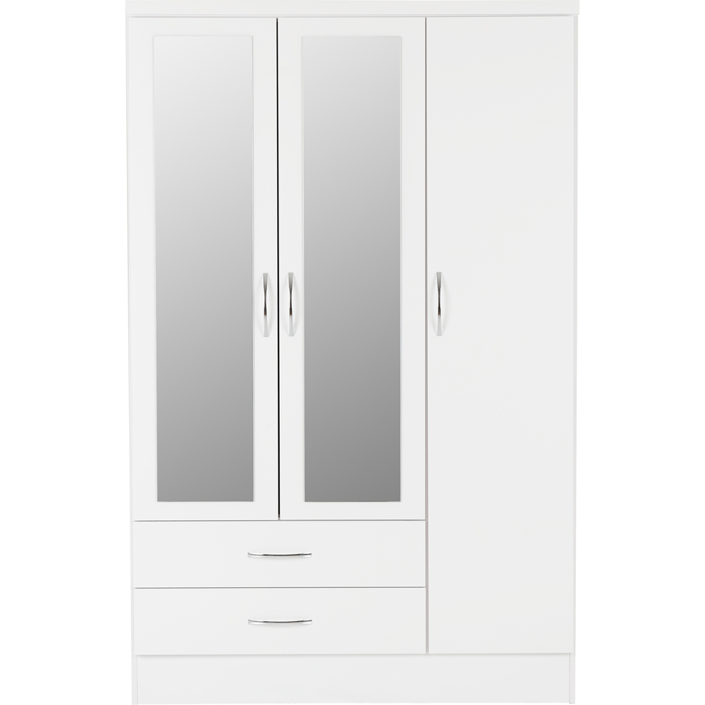 Seconique Nevada 3 Door 2 Drawer Gloss White Mirrored Wardrobe Image 3