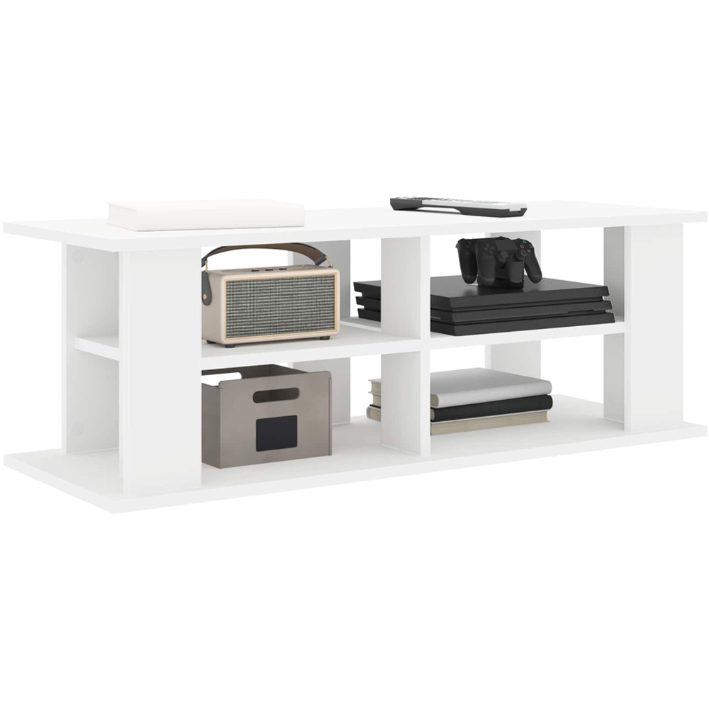 vidaXL 4 Shelf White TV Stand Image 3
