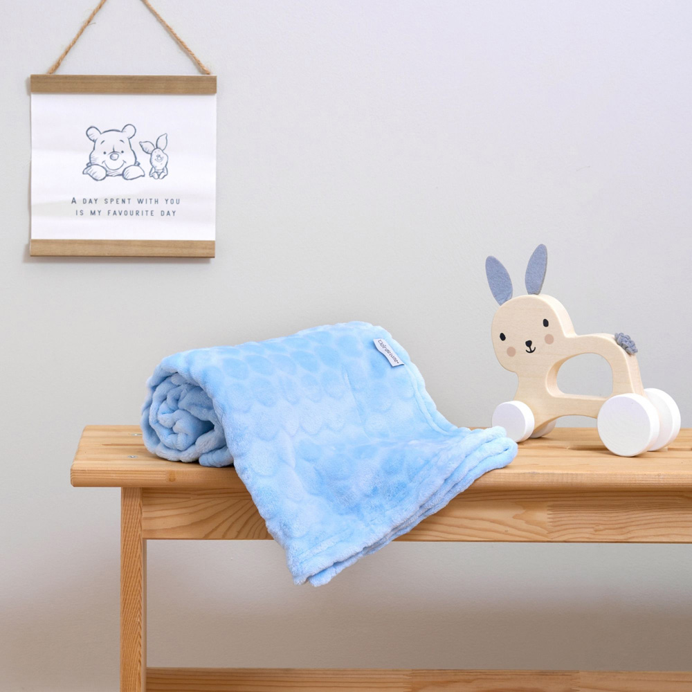 Clair de Lune Baby Blue Marshmallow Pram Blanket 90 x 70cm Image 2