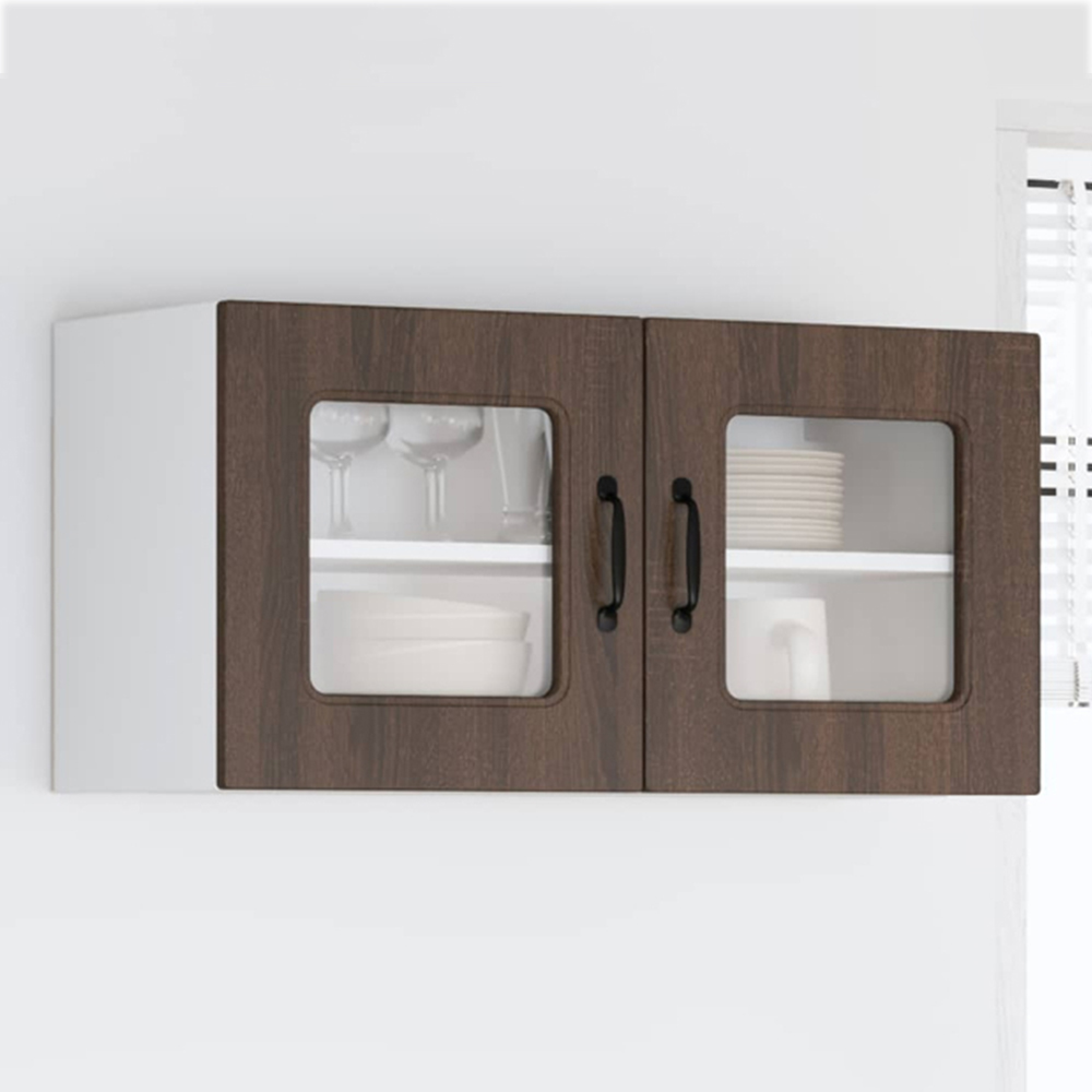 vidaXL Kalmar 2 Door Brown Oak Wall Kitchen Cabinet Image 1