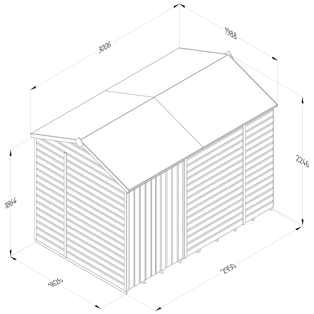 Forest Garden Beckwood 10 x 6ft Double Door Shiplap Reverse Apex Shed Image 9