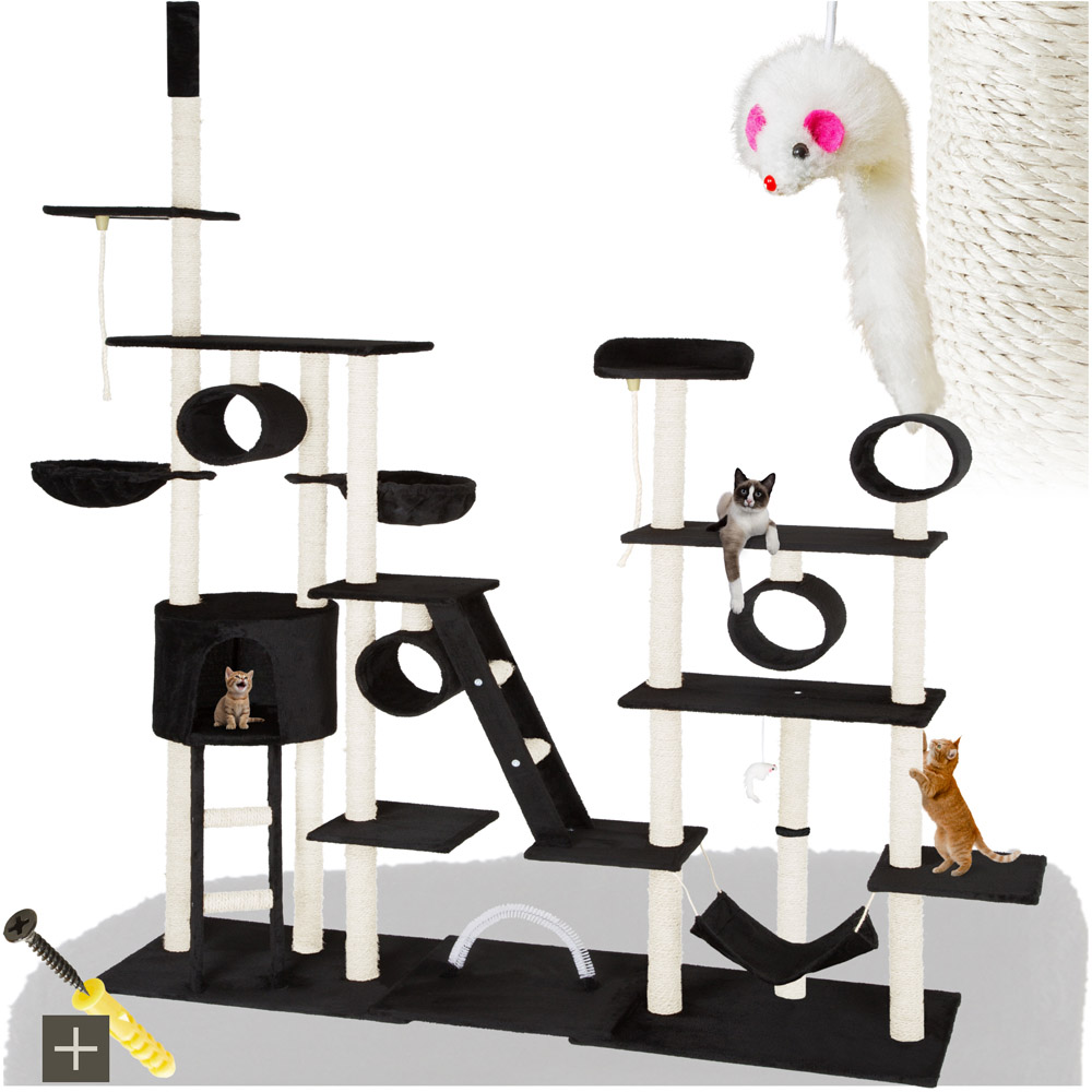 tectake Snooky Black Cat Tree with Scratching Post 261cm Image 2