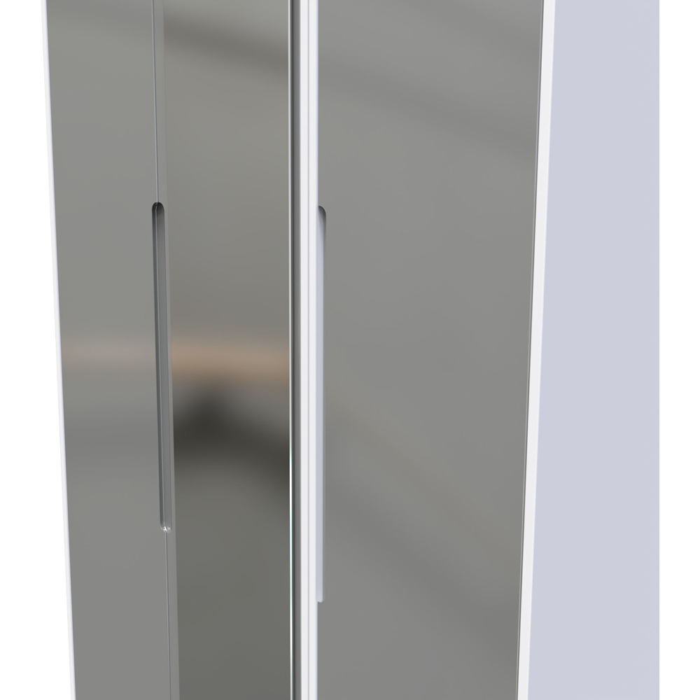 Crowndale Monaco 3 Door Grey Gloss and White Tall Mirror Wardrobe Ready Assembled Image 4