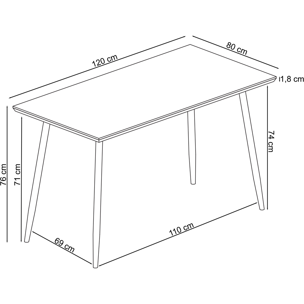 Loft24 Monza 4 Seater Grey Oak Rectangular Dining Table Image 7