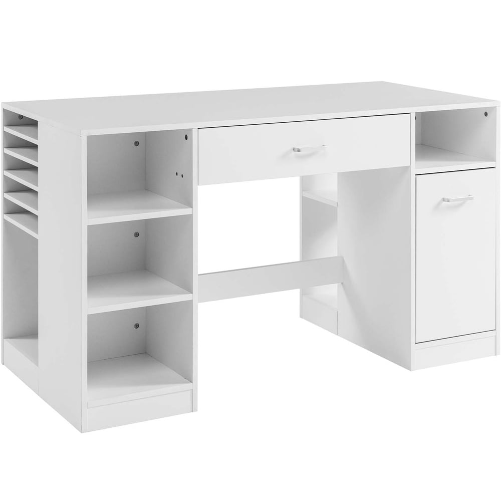 Costway 2 Drawer and 7 Shelf White Large Sewing Craft Table Image 2