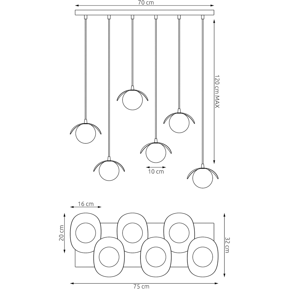 Emibig Ritual 6 Light Beige G9 Ceiling Pendant Light Image 9
