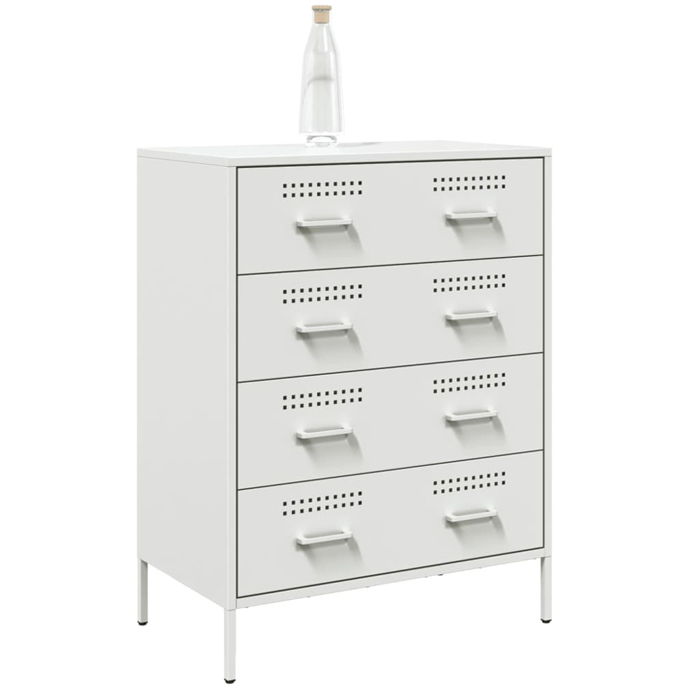 vidaXL 4 Drawer White Steel Sideboard Image 4