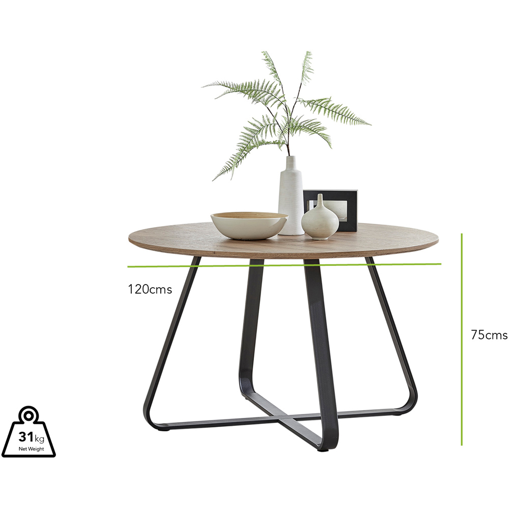 Furniturebox Fira Cesano Wood Effect 4 Seater Round Dining Set Brown Mustard Yellow and Black Image 8