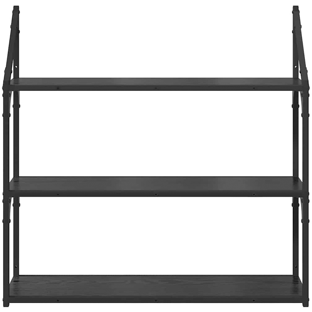 vidaXL 80cm 3 Shelf Black Oak Wall Shelf Image 4