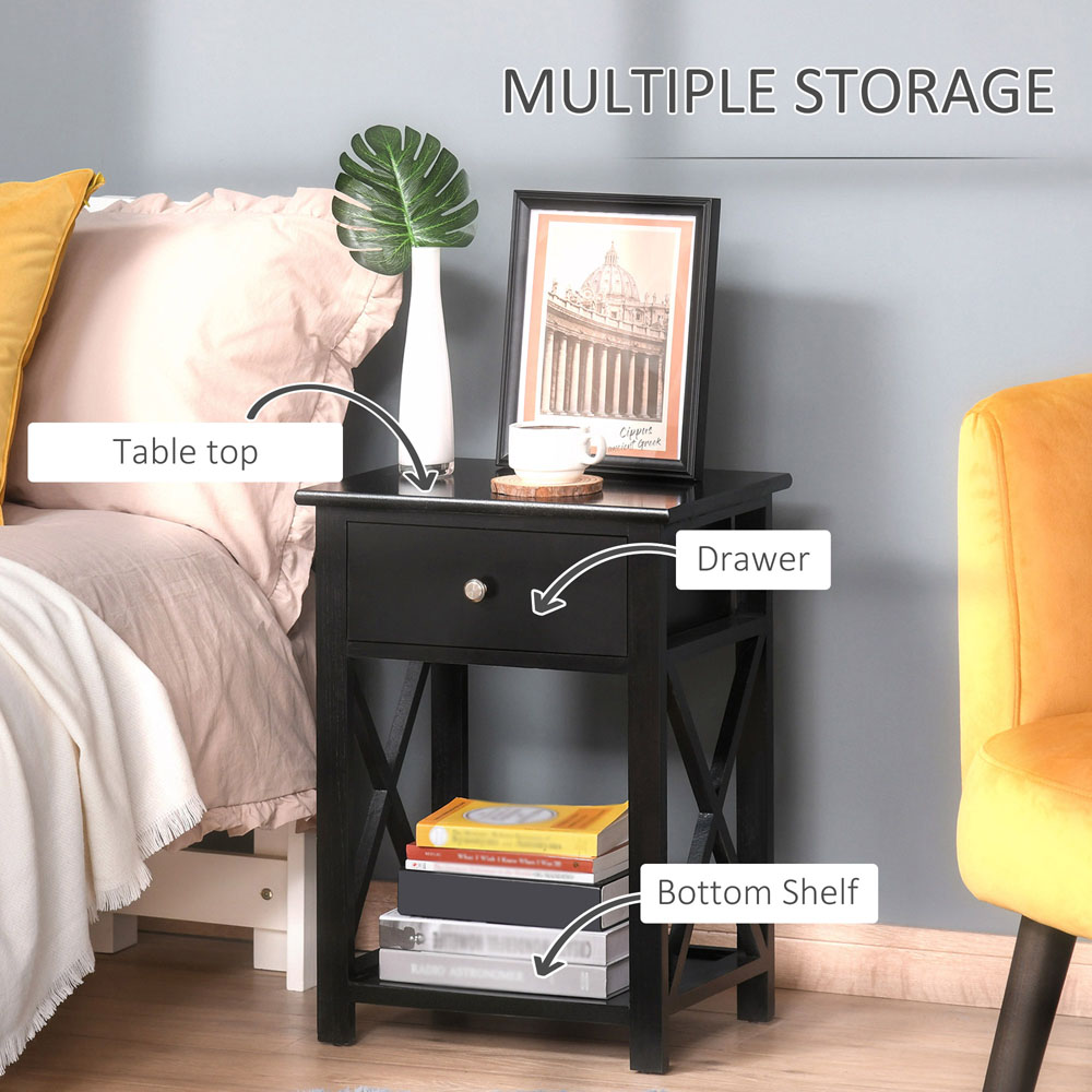 Portland Single Drawer Single Shelf Black Traditional Accent Side Table Image 5