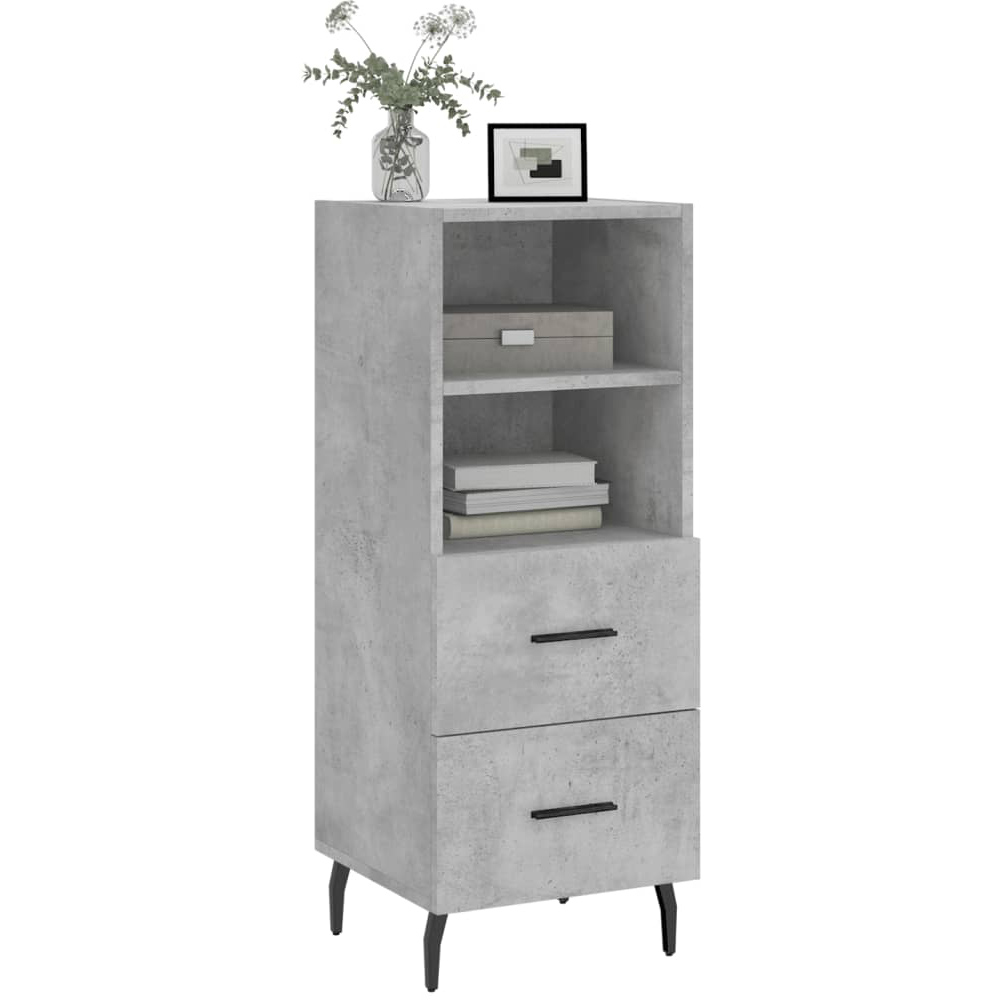 vidaXL 2 Door 2 Shelf Concrete Grey Wooden Sideboard Image 2